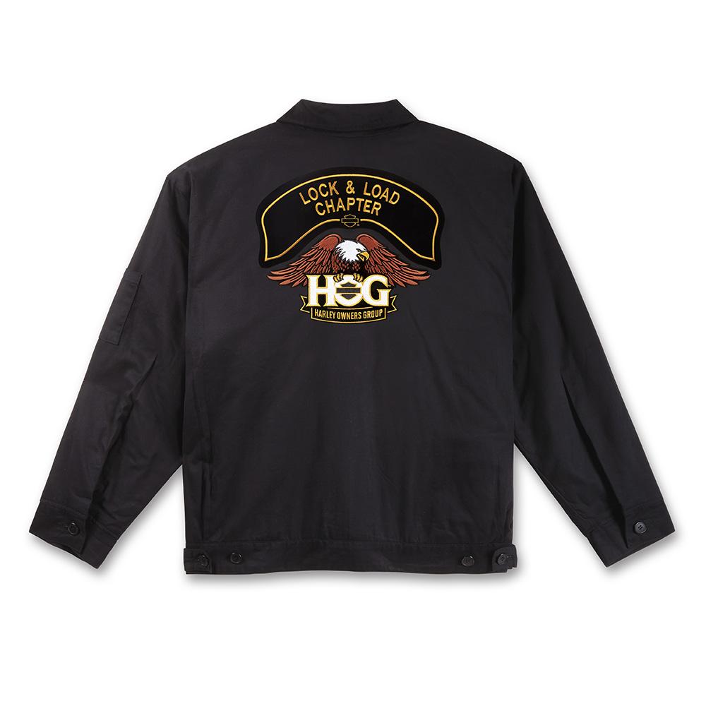 Black Twill Jacket with H.O.G. Logo and Chapter Name Patch Black Twill Jacket with H.O.G. Logo and Chapter Name Patch